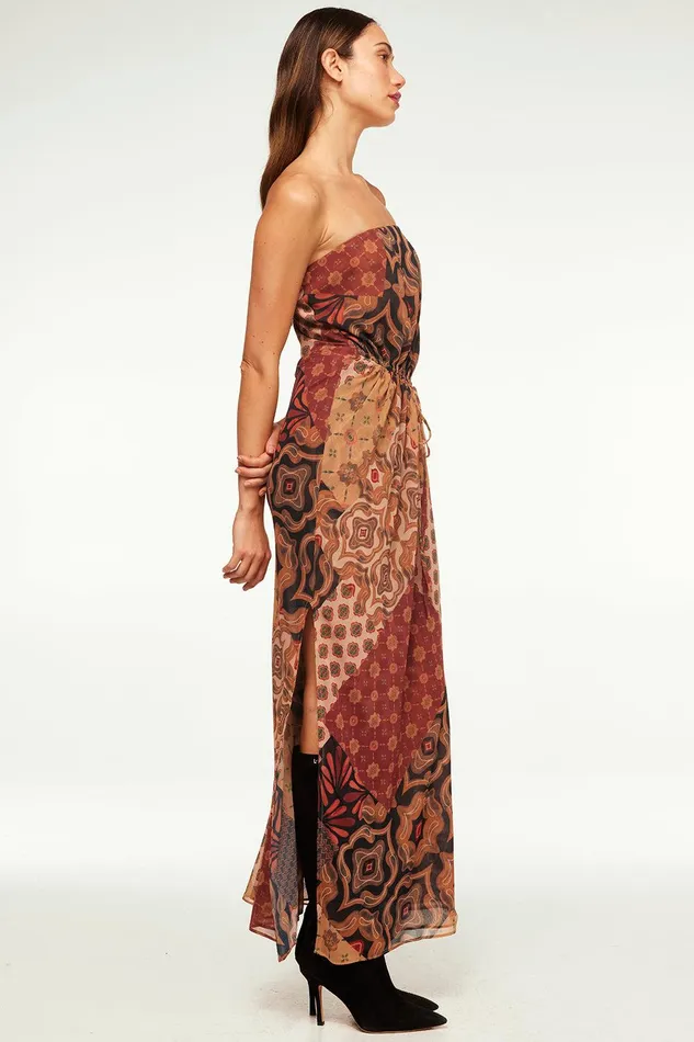 Women MISA Los Angeles Dresses MARIAH DRESS Surreal Patchwork Chiffon
