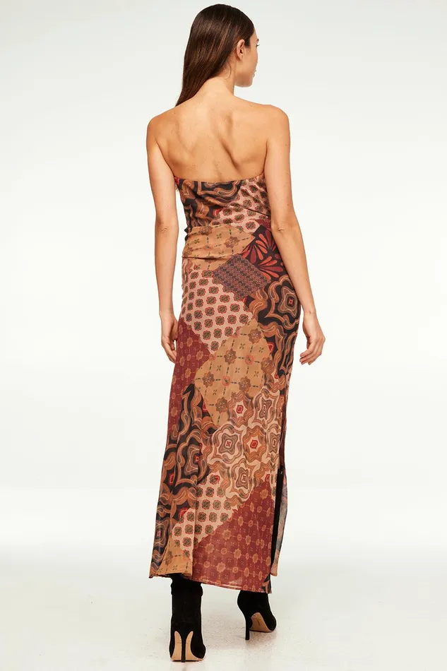 Women MISA Los Angeles Dresses MARIAH DRESS Surreal Patchwork Chiffon