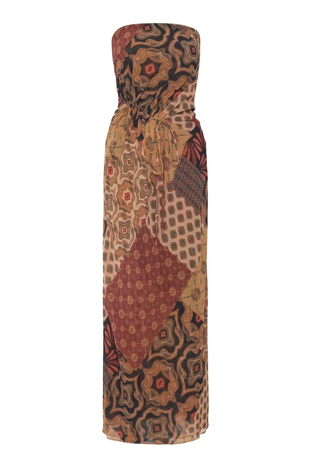 Women MISA Los Angeles Dresses MARIAH DRESS Surreal Patchwork Chiffon