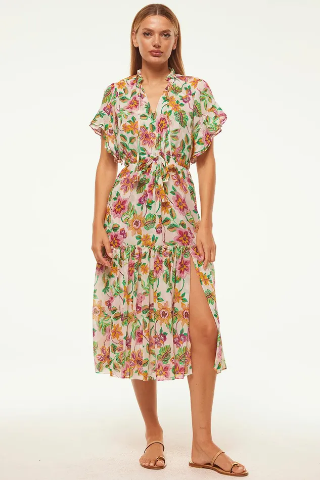 Women MISA Los Angeles Dresses RANJANA DRESS Flora Exotica Chiffon