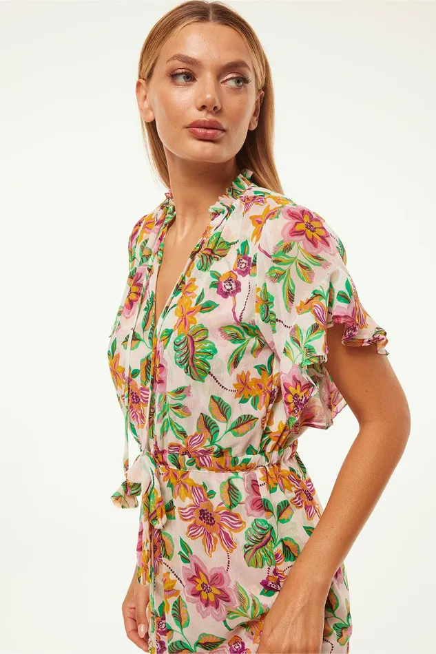 Women MISA Los Angeles Dresses RANJANA DRESS Flora Exotica Chiffon