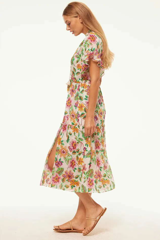 Women MISA Los Angeles Dresses RANJANA DRESS Flora Exotica Chiffon