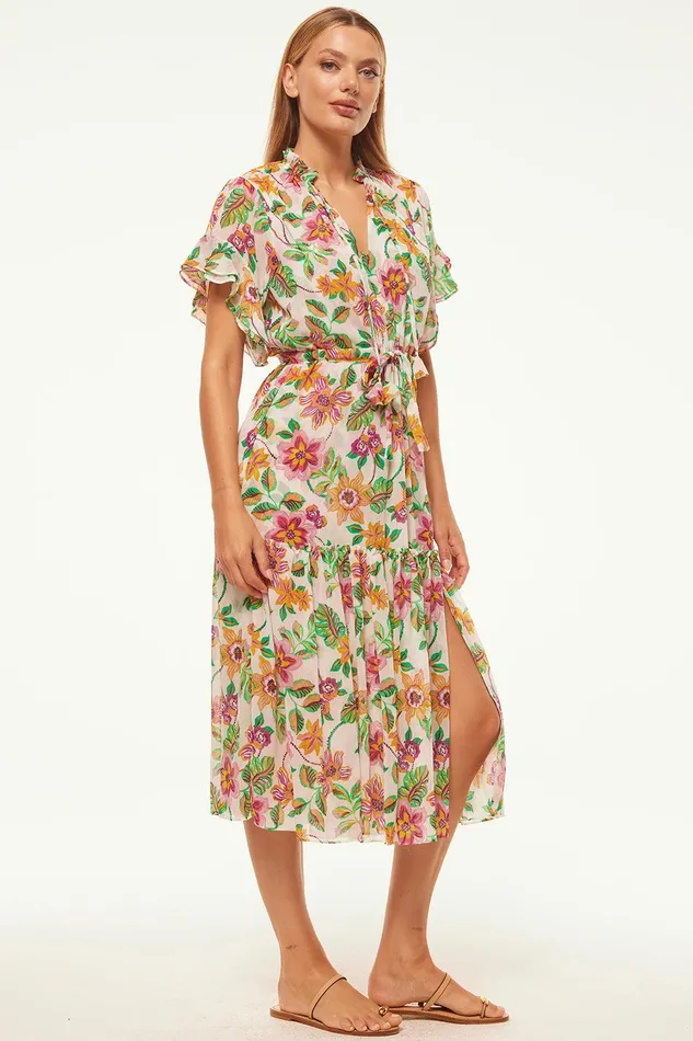 Women MISA Los Angeles Dresses RANJANA DRESS Flora Exotica Chiffon