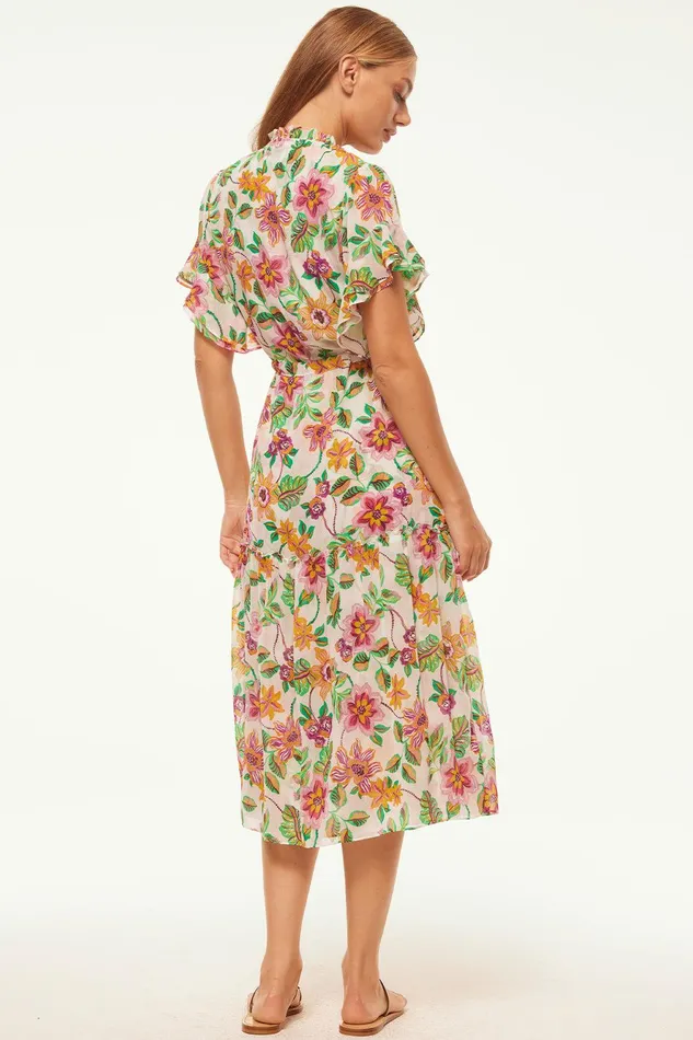 Women MISA Los Angeles Dresses RANJANA DRESS Flora Exotica Chiffon