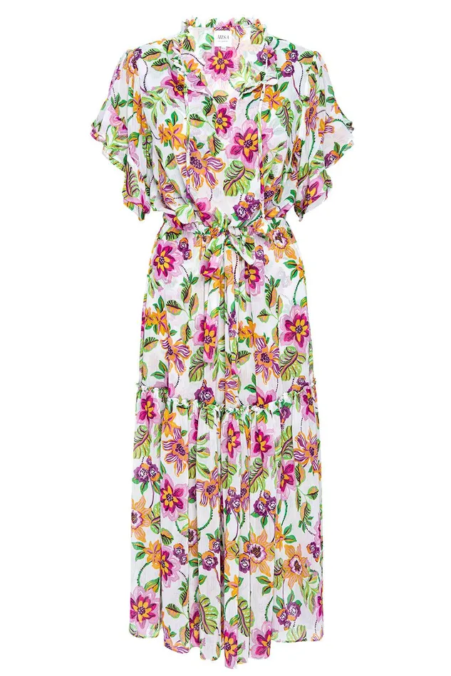 Women MISA Los Angeles Dresses RANJANA DRESS Flora Exotica Chiffon
