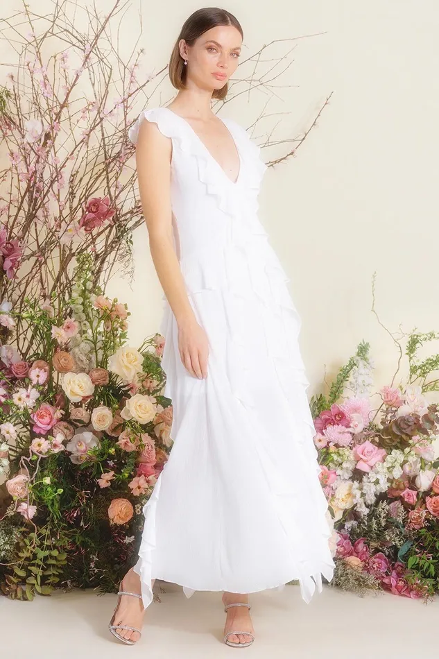 Women MISA Los Angeles Exclusives CLAUDITA DRESS White