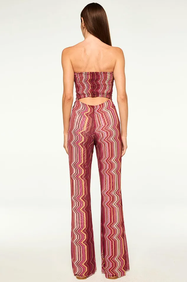 Women MISA Los Angeles Jersey and Mesh LILIA JUMPSUIT La Banda Crimson Mesh