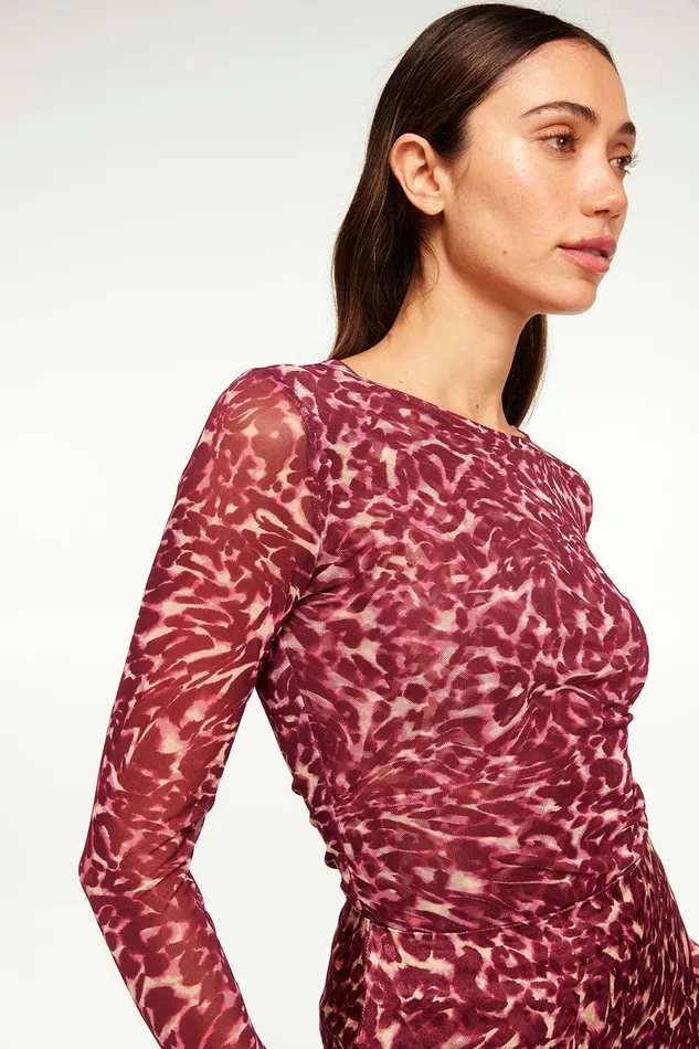 Women MISA Los Angeles Jersey and Mesh LULA TOP Fauna Abstract Mesh