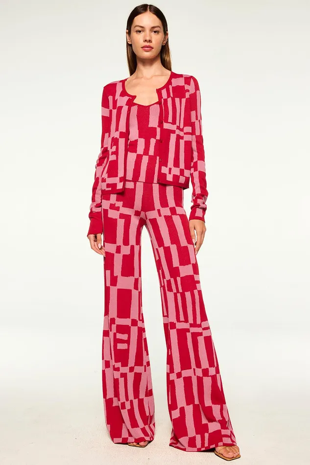 Women MISA Los Angeles Knits KOA PANT Pink and Red