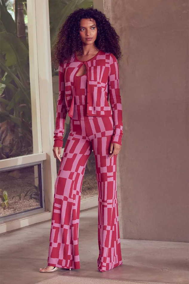 Women MISA Los Angeles Knits KOA PANT Pink and Red