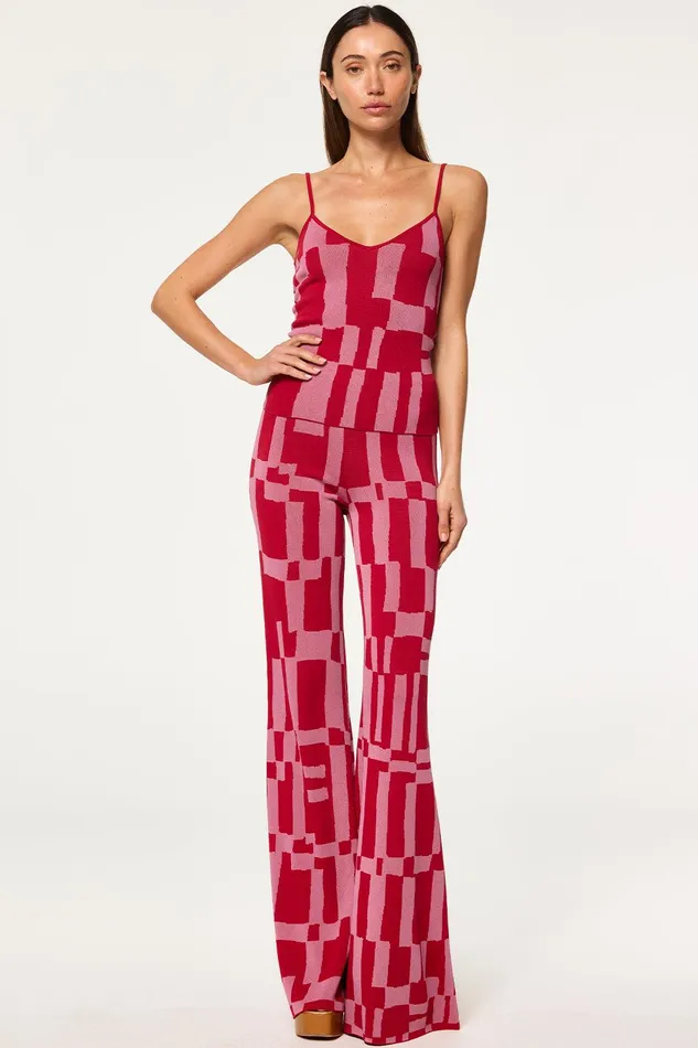 Women MISA Los Angeles Knits KOA PANT Pink and Red