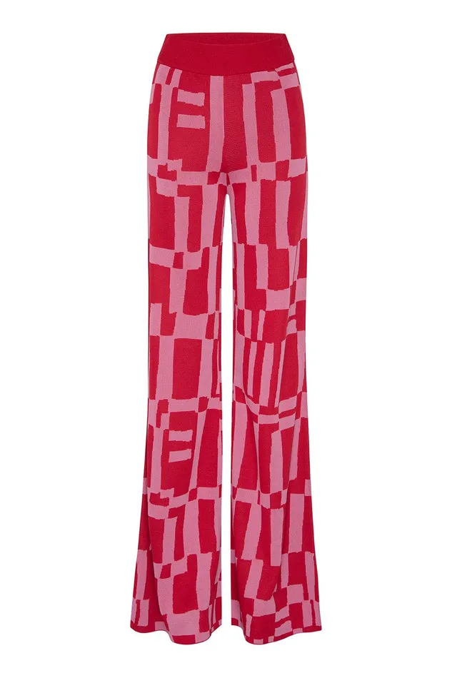 Women MISA Los Angeles Knits KOA PANT Pink and Red