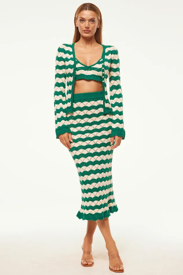 Women MISA Los Angeles Knits MELINA SKIRT Emerald Stripe