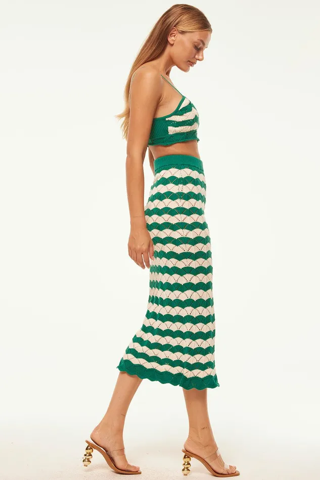 Women MISA Los Angeles Knits MELINA SKIRT Emerald Stripe