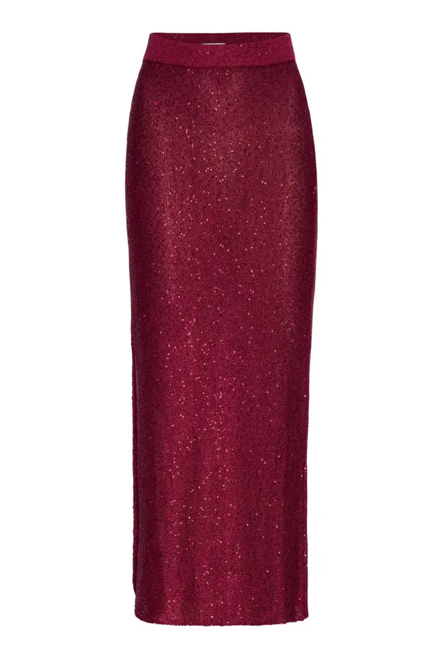 Women MISA Los Angeles Knits VERA SKIRT Lipstick Red