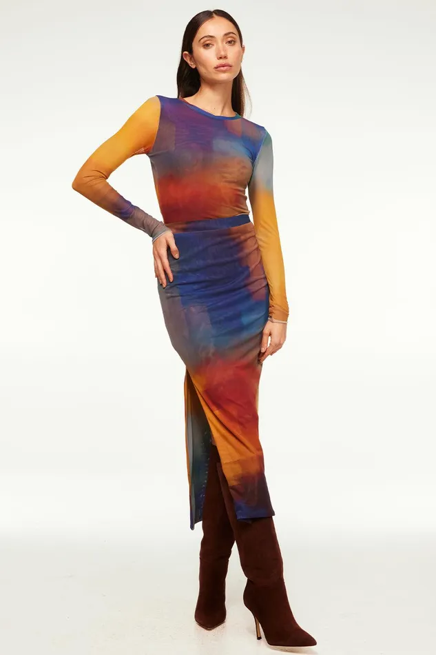 Women MISA Los Angeles Matching Sets AISHA SKIRT Digital Ombre