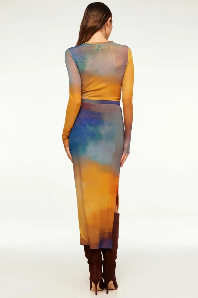 Women MISA Los Angeles Matching Sets AISHA SKIRT Digital Ombre