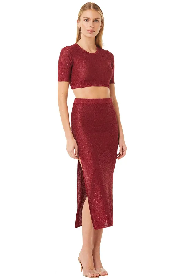 Women MISA Los Angeles Matching Sets DARYA TOP Lipstick Red