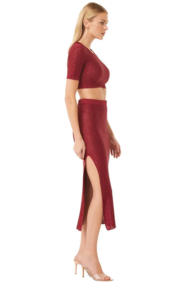 Women MISA Los Angeles Matching Sets DARYA TOP Lipstick Red