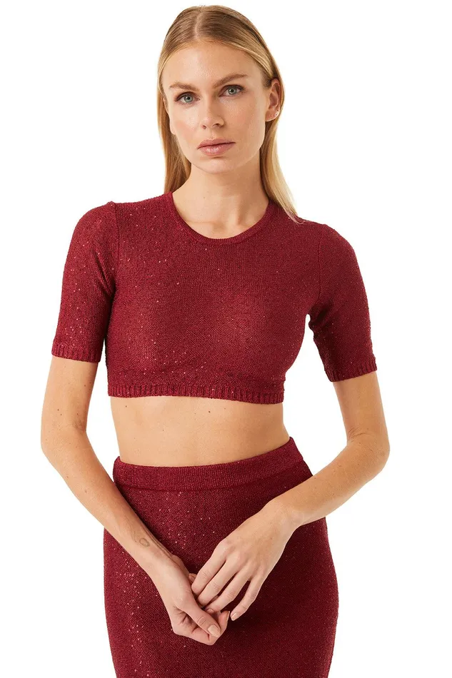 Women MISA Los Angeles Matching Sets DARYA TOP Lipstick Red