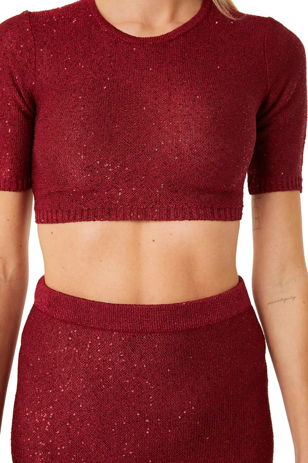 Women MISA Los Angeles Matching Sets DARYA TOP Lipstick Red