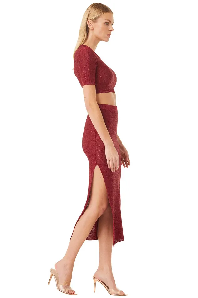 Women MISA Los Angeles Matching Sets DARYA TOP Lipstick Red