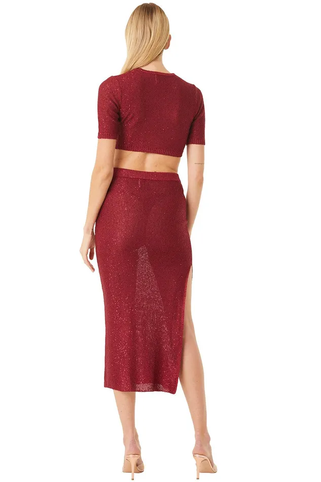 Women MISA Los Angeles Matching Sets DARYA TOP Lipstick Red