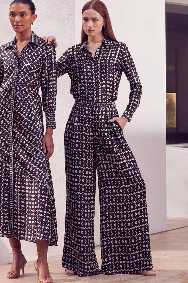 Women MISA Los Angeles Matching Sets LEMOR PANT Go West Geo Mix