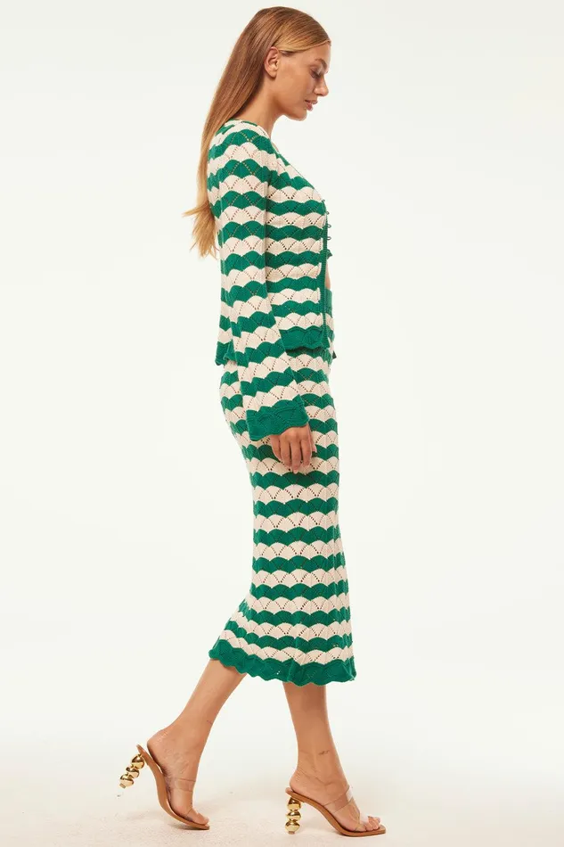Women MISA Los Angeles Matching Sets NELLY CARDIGAN Emerald Stripe