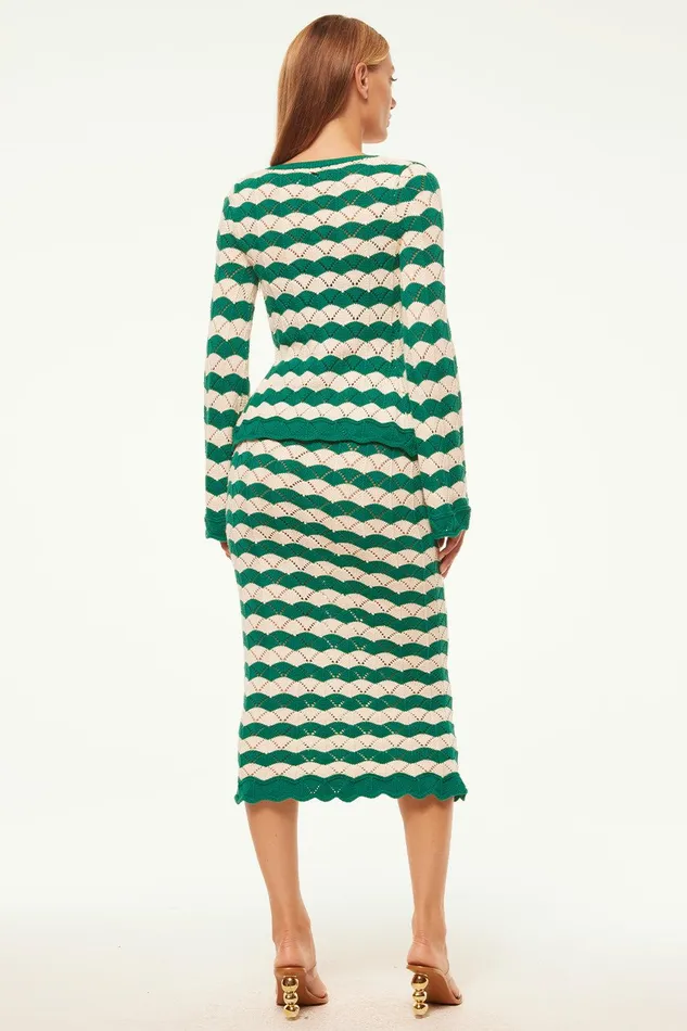 Women MISA Los Angeles Matching Sets NELLY CARDIGAN Emerald Stripe