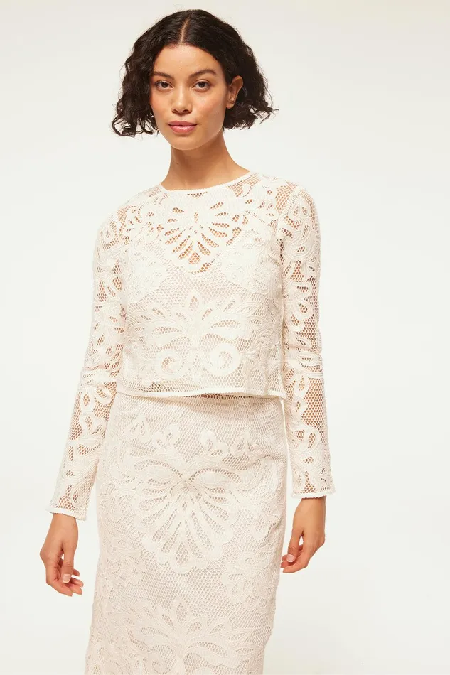 Women MISA Los Angeles Matching Sets OSCANA TOP Embroidered Mesh