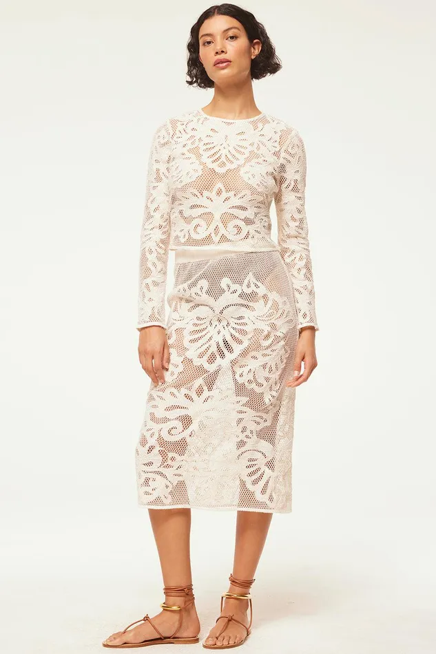 Women MISA Los Angeles Matching Sets OSCANA TOP Embroidered Mesh