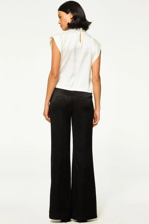 Women MISA Los Angeles Matching Sets RILEY TOP Black Satin