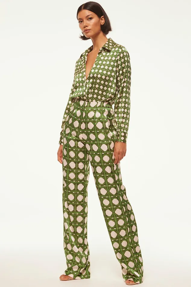 Women MISA Los Angeles Matching Sets RITA PANT Rattan Tile