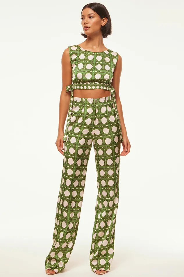Women MISA Los Angeles Matching Sets RITA PANT Rattan Tile