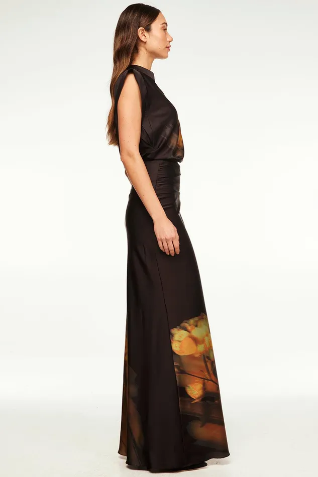 Women MISA Los Angeles Matching Sets SIERRA SKIRT Yellow Rose Satin