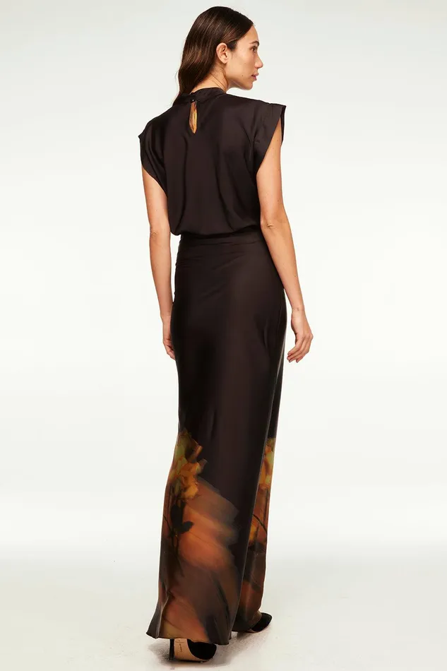 Women MISA Los Angeles Matching Sets SIERRA SKIRT Yellow Rose Satin
