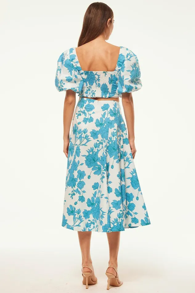 Women MISA Los Angeles Skirts and Shorts EMMA SKIRT Turquoise Flora Poplin