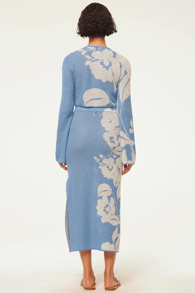 Women MISA Los Angeles Tops CASSI TOP Blue Hibiscus Flora