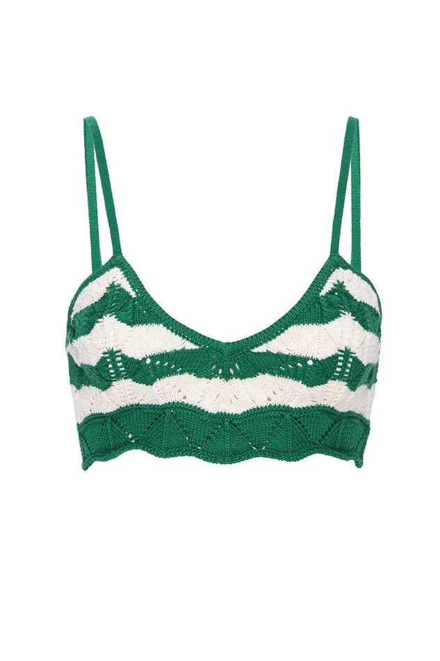 Women MISA Los Angeles Tops EIDA BRALETTE Emerald Stripe