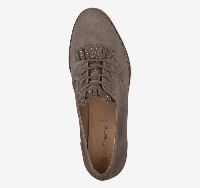 Women Mitzi Kiltie Oxford Dark Gray Suede JohnstonandMurphy Mules and Loafers Women Mitzi Kiltie Oxford Dark Gray Suede JohnstonandMurphy Mules and Loafers