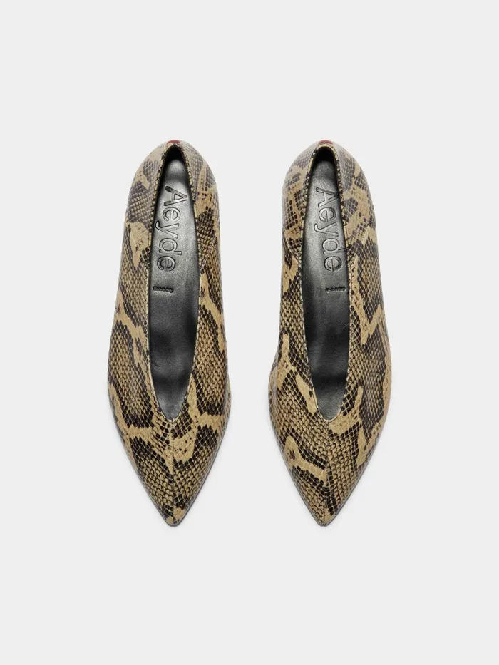 Women Moa SnakeEffect Calfskin Leather Ballet Flats Aeyde Flats