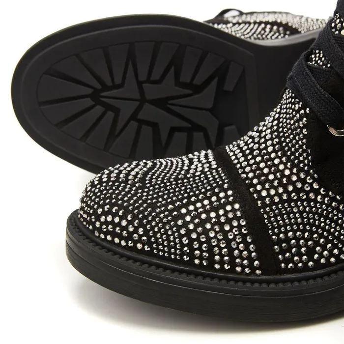Women Moda In Pelle Chunky Boots Aleyza Black Alcantara