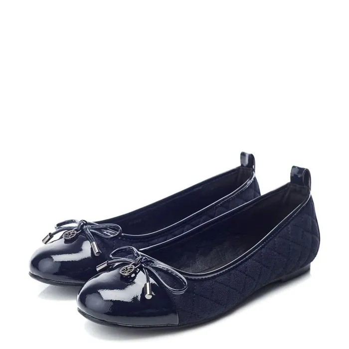 Women Moda In Pelle Flat And Ballerina Shoes Ferme Navy Alcantara
