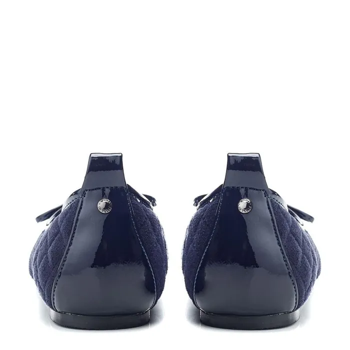 Women Moda In Pelle Flat And Ballerina Shoes Ferme Navy Alcantara
