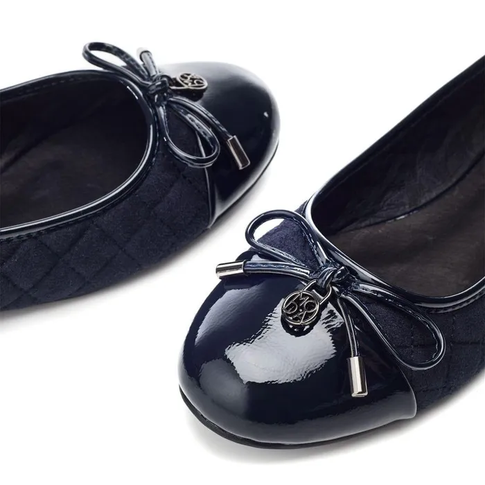Women Moda In Pelle Flat And Ballerina Shoes Ferme Navy Alcantara
