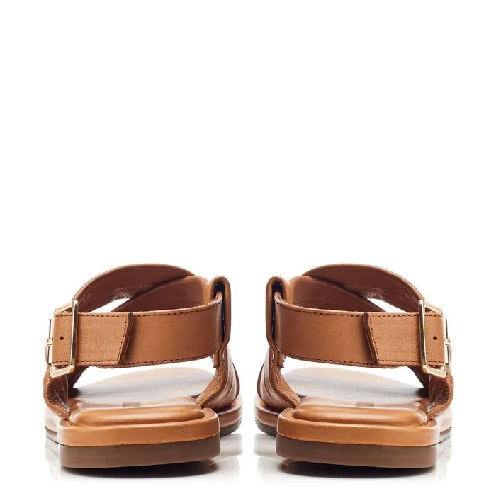 Women Moda In Pelle Flat Sandals Shoon Sh Garda Tan Leather