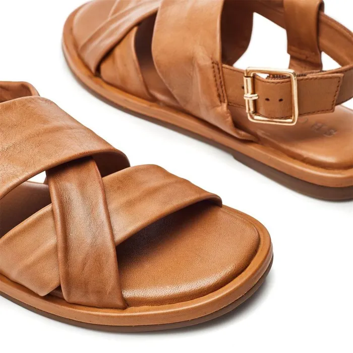 Women Moda In Pelle Flat Sandals Shoon Sh Garda Tan Leather