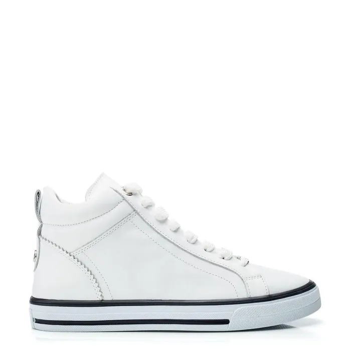Women Moda In Pelle HighTop Trainers Blaize White Leather