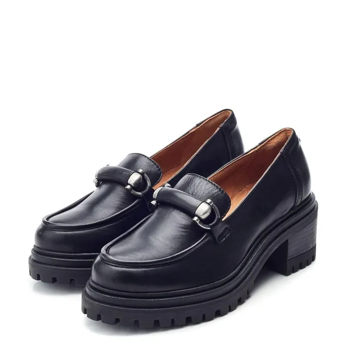 Women Moda In Pelle Mid Heel Shoes Eleanore Black Leather